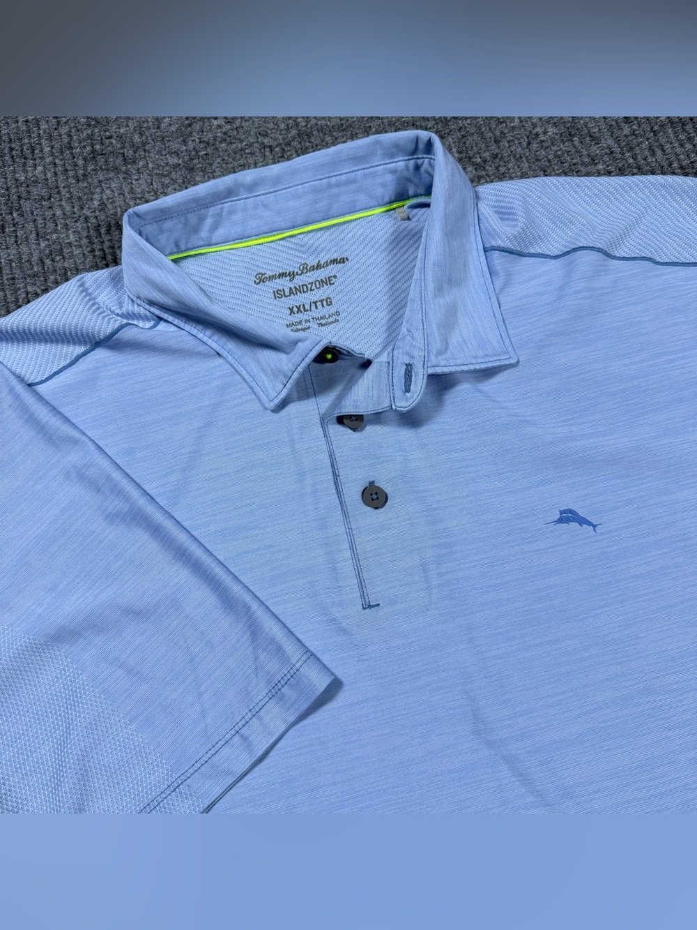 Tommy Bahama Palm Coast IslandZone Polo Shirt Mens 2XL Heather Blue Golf Travel